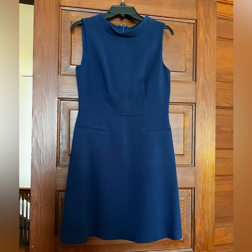 Eliza J size 8 navy blue mock neck work dress